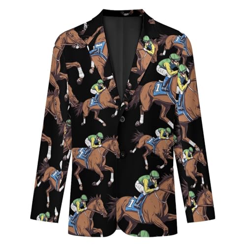 Brown Horse Racing Men's Slim Suit Long-Sleeve Prom Tuxedo Classic Two Button Business Jacket4