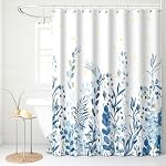 Rideau de douche aquarelle, Bleu clair Eucalyptus Feuille rideau de douche pour salle de bain, Minimalist moderne Rideau de bain imperméable en tissu avec crochets 72x72 1 cm