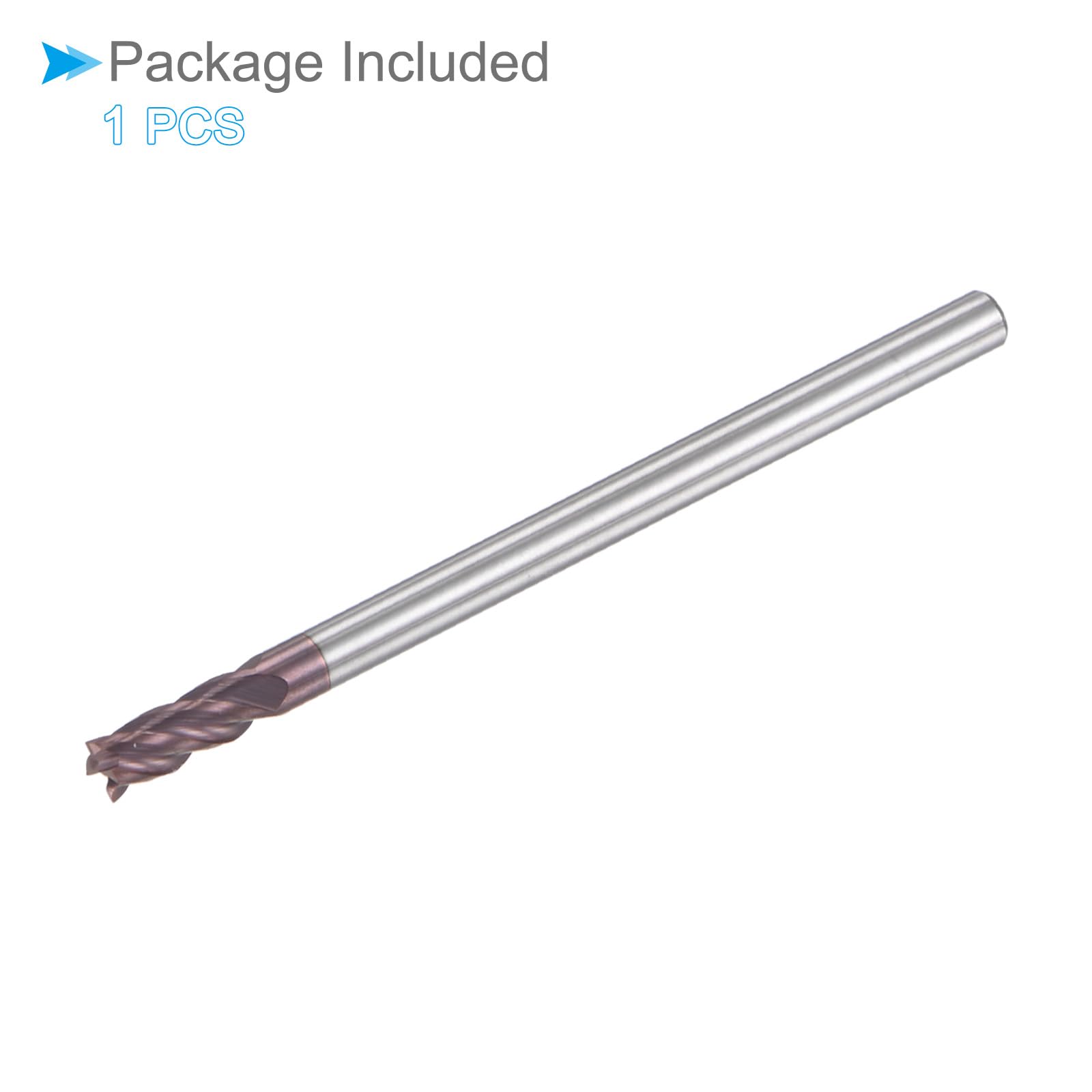 Fraise à Bout Carré, 3mm x 8mm de Coupe, Queue de 3mm, Revêtue d'AlTiN, en Carbure de Micro-Grain M30, 4 Flûtes pour Fraiseuse CNC
