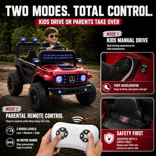 Image of Kawaii Kids Battery Operated Car for Kids, Electric Ride-On SUV with Parent Remote Control, USB, Bluetooth, LED Windshield Lights, Rechargeable Battery, Kids Ride-On Car for Boys & Girls Age 1-5 Years