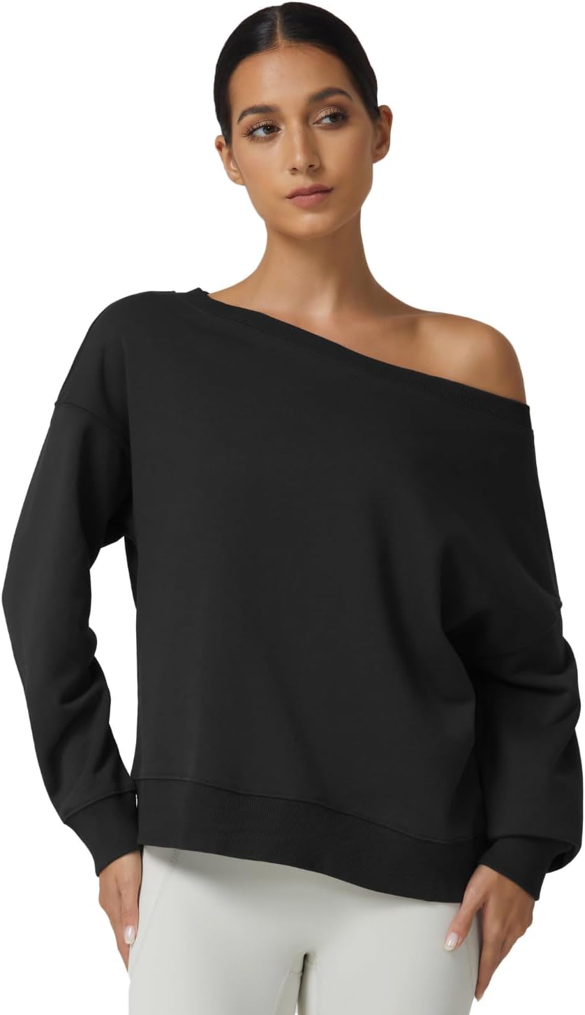 QINSEN Womens Oversized Sweatshirt Long Sleeve Off The Shoulder Pullover Casual Comfy Fall Outfits - Image 4