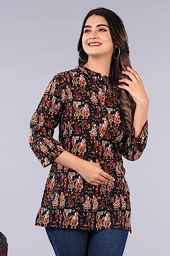Image of Jikonet Women's Printed Rayon Straight Short Kurti