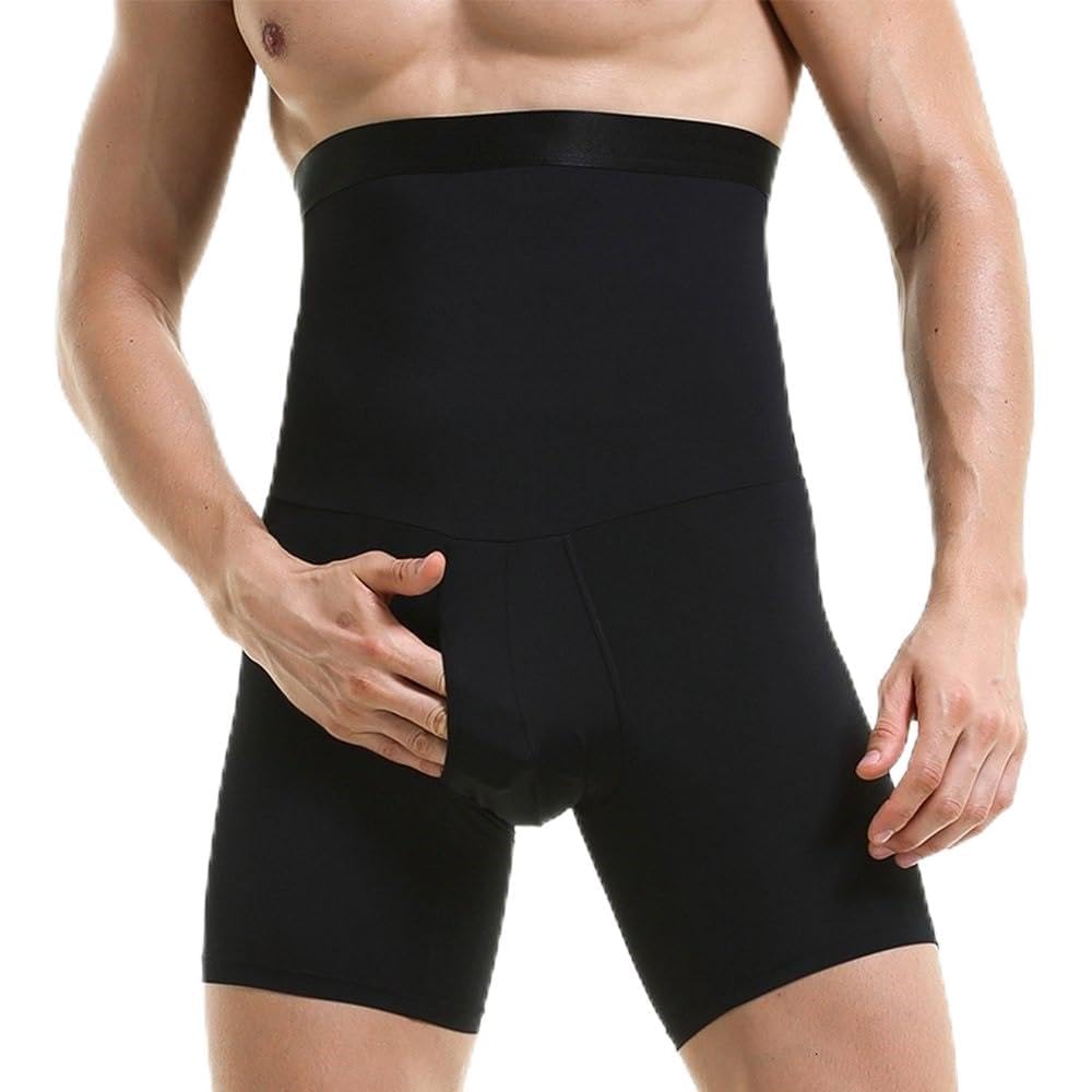 ahina Men Tummy Control Shorts High Waist Slimming Body Shaper Compression Shapewear Belly Girdle Underwear Boxer Briefs Large Size in Black-picture-40