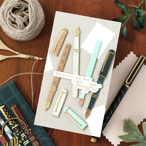 Annchaos Cutting Dies Metal Stencils Scrapbooking Tools DIY Embossing Template for Paper Card Making Album Arts Crafts Supplies (Pen-2.8x10cm) - Thumbnail 5