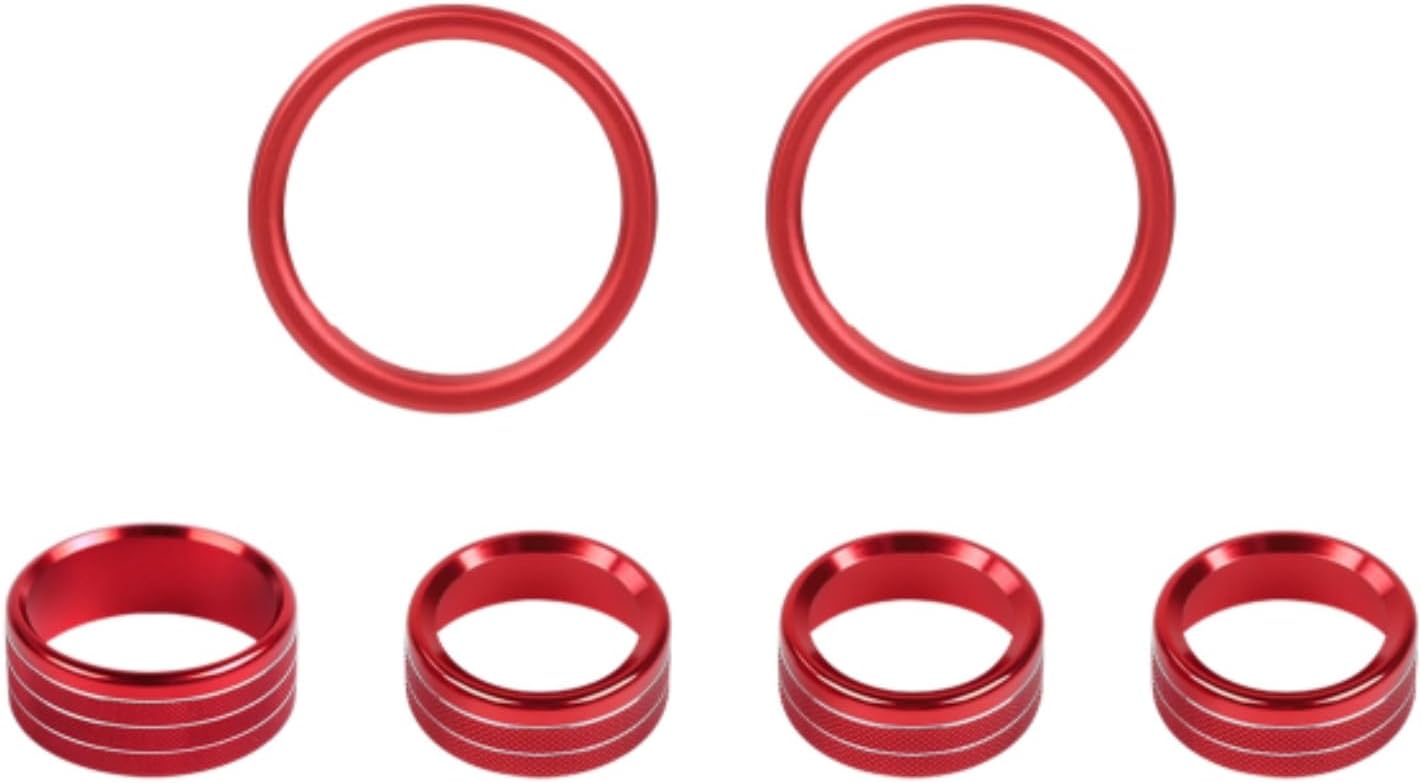 JWWY Dashboard Air Vent Trim Ring Set Fit for 2024-2026+ Jeep Wrangler JL JLU, AC Vent Bezel & Headlight Switch Knob Cover Kit, Interior Accessories, Aluminum Alloy 6PCS Red