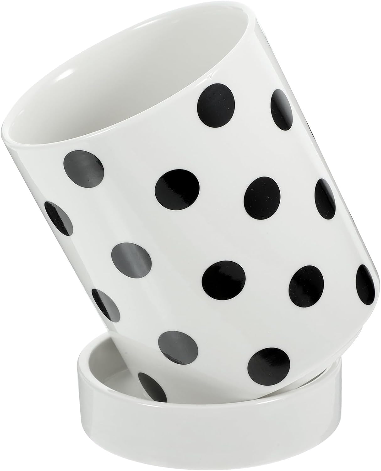 OSALADI Ceramic Utensil Holder with Drainage, Large Capacity Cutlery Container and Chopstick Organizer for Kitchen Counter Storage, Polka Dot Tableware Crock for Home Use
