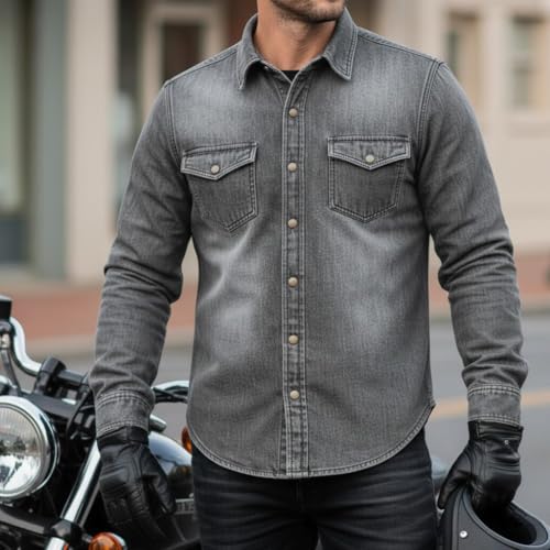 Jackets 4 Bikes PERFORMER Armored Motorcycle Flannel Shirt for Men – CE Armor, Hidden Utility Pockets Ventilated Stone Wash Black XL by Jackets 4 Bikes - Image 5