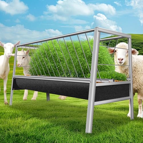 Durable 90 Gallon Goat Hay Feeder, Black Stainles Steel Horse Hay Feeder, Easy to Install, Ideal for Goats and Sheep Large Capacity Hay Feeder for Goats (Black, 90 Gallon)