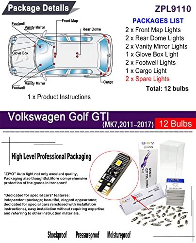 Kit de luces interiores LED Deluxe ZIYO para Volkswagen Golf/GTI MK7 miniatura 2
