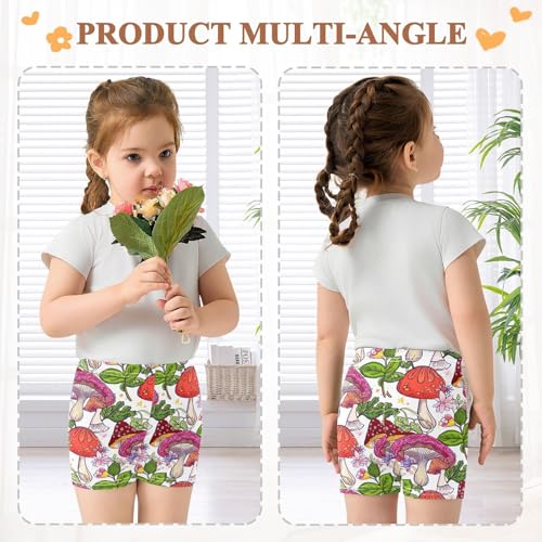 Mushroom Fall Floral Girls Bike Shorts Toddler Under Dress Dance Shorts Girl Clothes for Girls 4-10,4T4