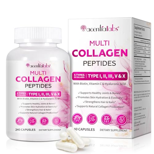 Multi Collagen Peptides Capsules | Types I, II, III, V & X | With Biotin, Vitamin C & Hyaluronic Acid | 240 Capsules
