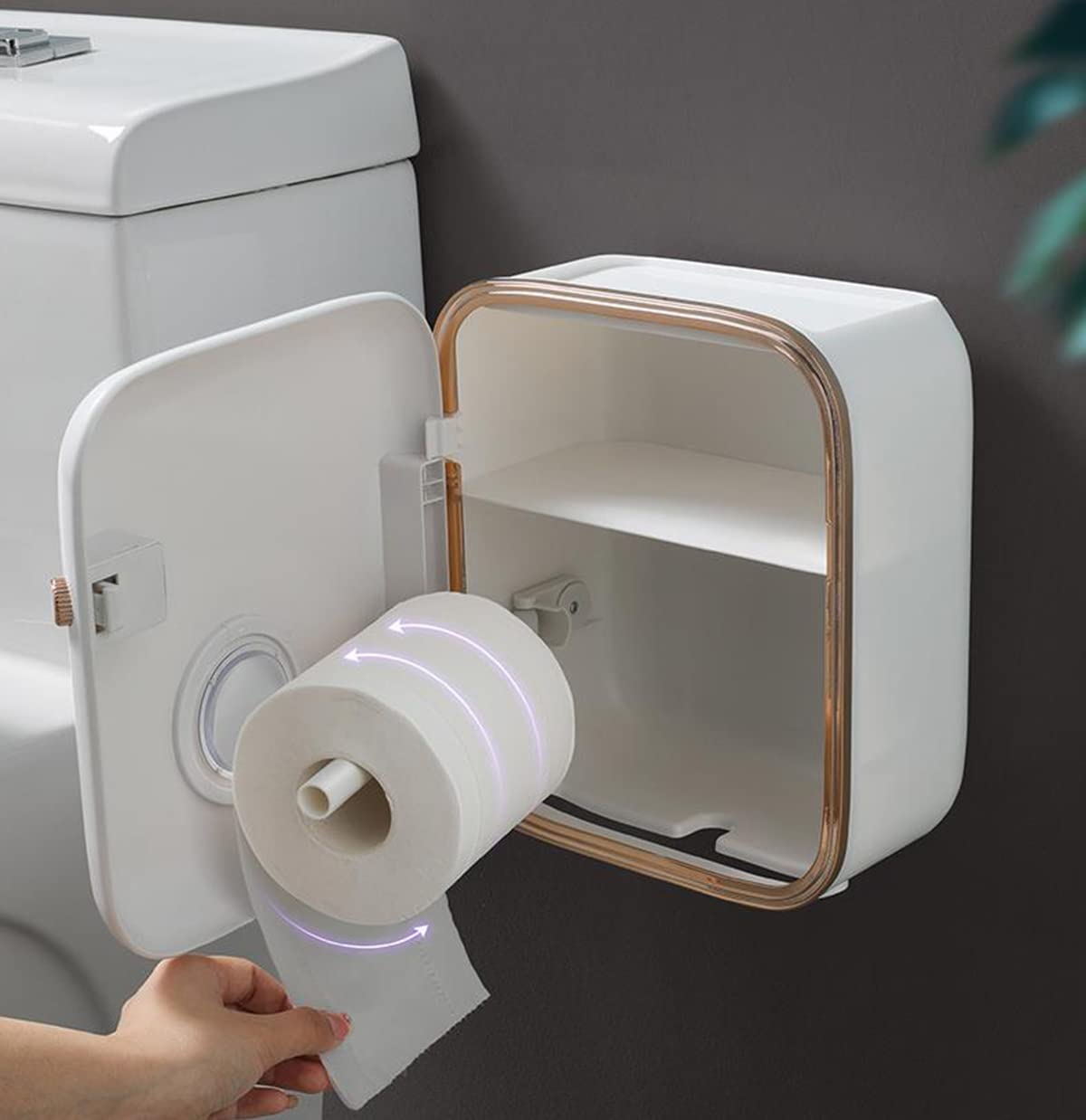 Portarrollos de Papel higiénico con Estante y cajón, dispensador de Papel higiénico Adhesivo de Pared, dispensador de Papel higiénico a Prueba de Humedad
