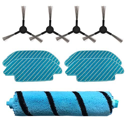 Carpet Brush Mop Cloth Kit for Conga 3490 4090,Xiaomi STYJ02YM Vacuum Cleaner Parts, 1 Carpet Brush, 4 Side Brush, 4 Mop Cloth