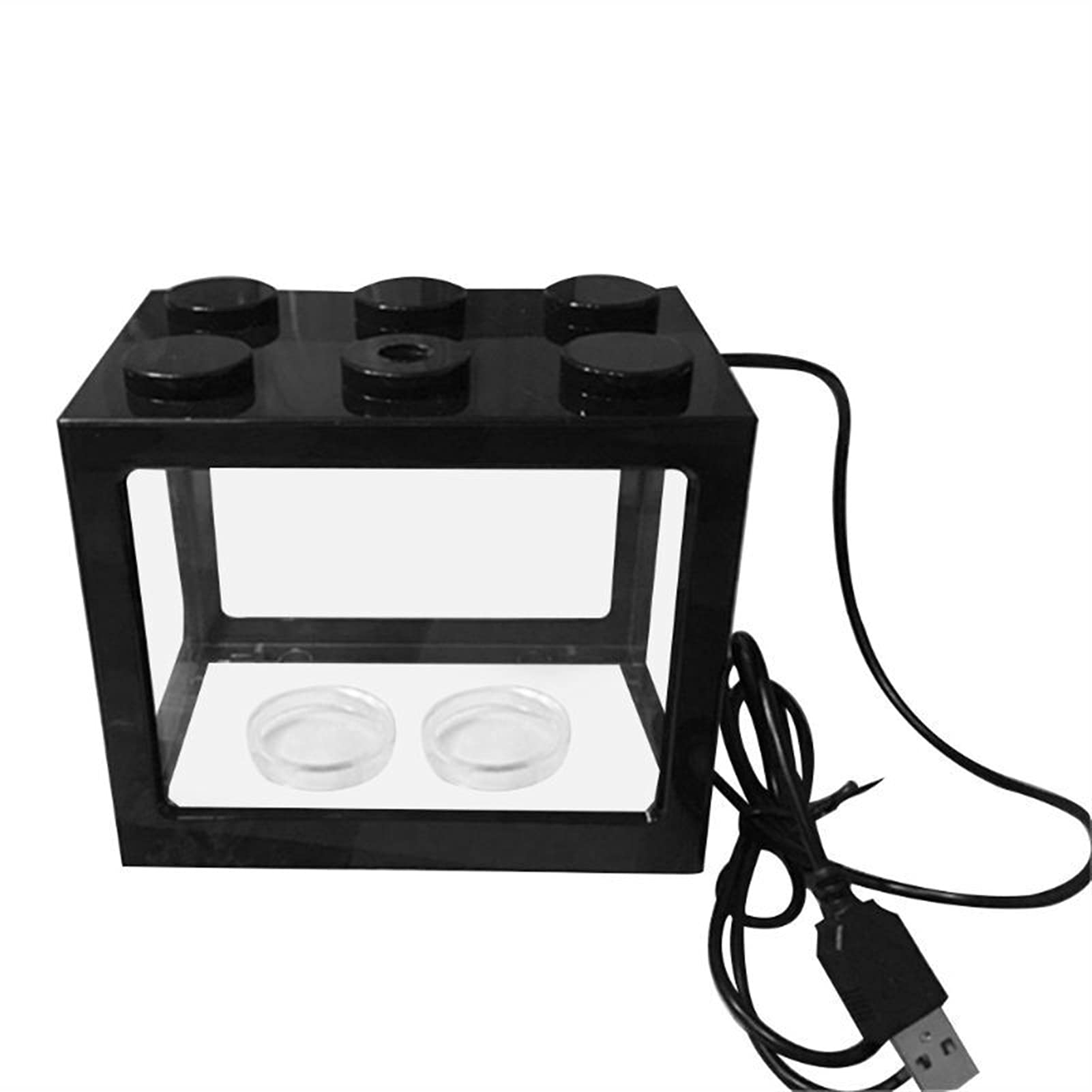 Acquario Acrilico USB Mini serbatoio di pesce allevatore di acquario con GUIDATO Accessori for la decorazione desktop Desktop Home Desktop leggero Acquario per pesci rossi (Color : Nero)