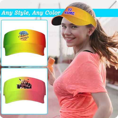 Image of Custom Visor Hat for Men Women Personalized Design Your Own Text Logo Adjustable Sport Baseball Cap