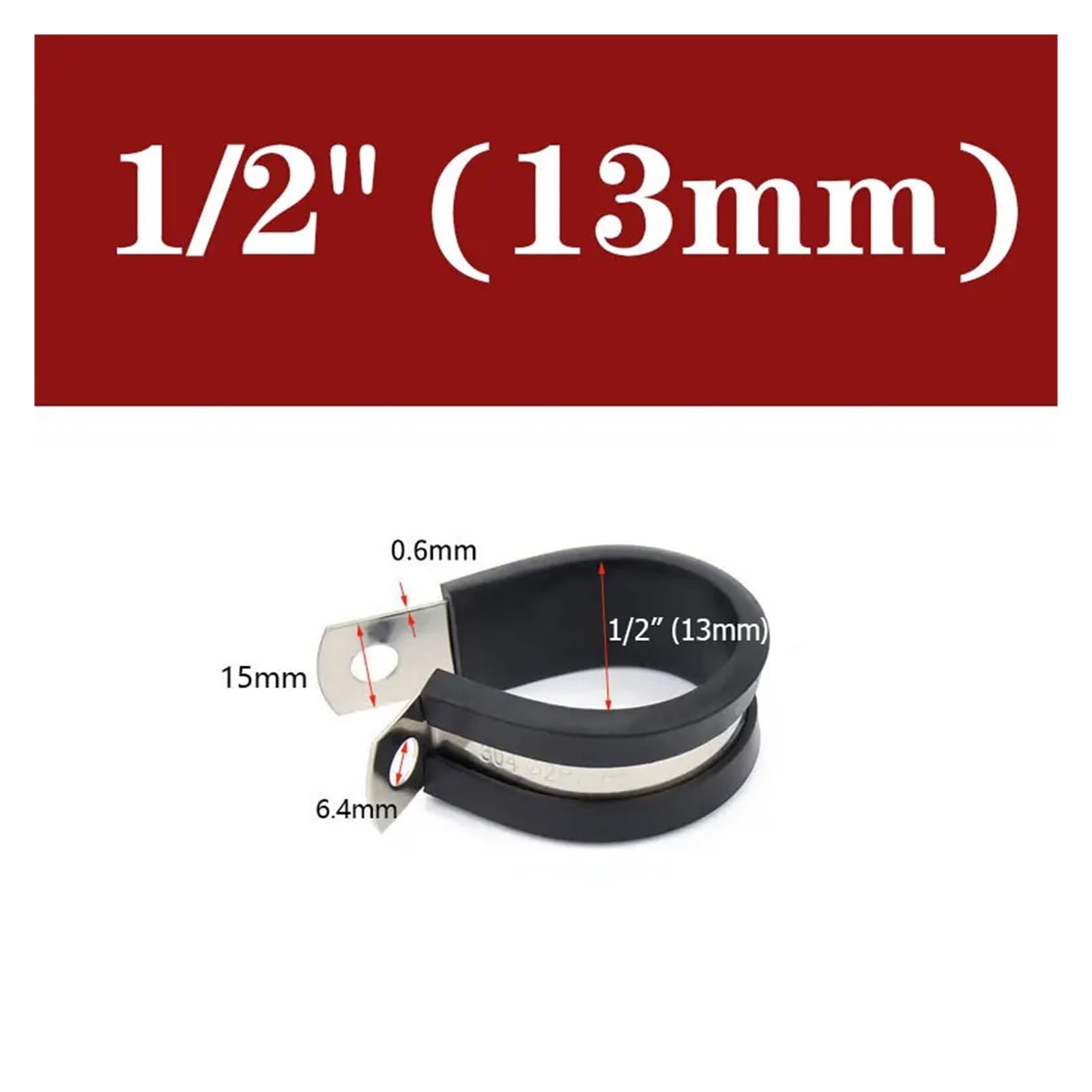 Abrazaderas De Tubo De Cable De Acero Inoxidable Acolchadas De Goma Genéricas, 10 Unidades(Dia28)