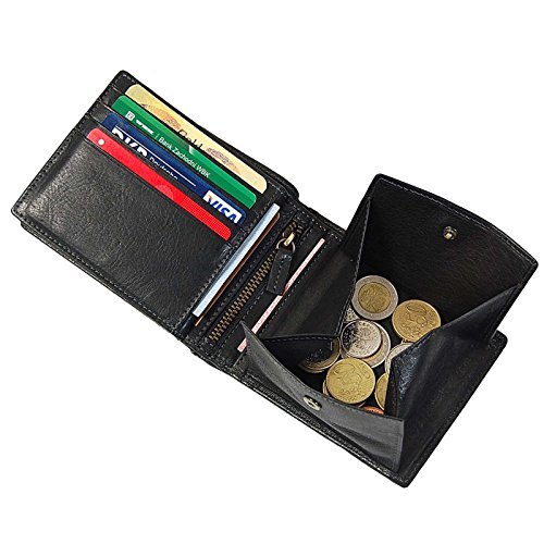 Preisvergleich Produktbild Branco Herren Leder Geldbeutel Scheintasche Wiener Kiste Geldbörse Wallet schwarz GoBago