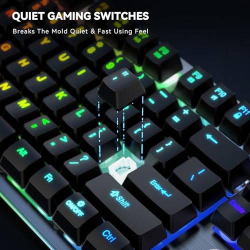 GEODMAER RGB Backlit Gaming Keyboard, 104 Keys Wired Gaming Keyboard, 8-Zone RGB Illumination, Metal Top Cover, Programmable Macro Full Size Gaming Keyboard for PC Laptop Mac Xbox