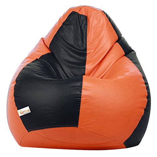 Image of Sattva Classic Bean Bag Cover Without Beans XXL Size Dual Colour - Black Orange