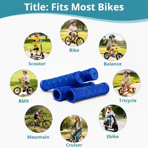 Image of CHUNZEXI 4 PCS Bike Handlebar Grips, Rubber Bicycle Bar Grips Replacement, Non-Slip Handle Grips for Kids Bikes, Scooters, BMX, Mountain & Cruiser Bikes
