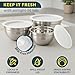 Baker's Signature Stainless Steel Mixing Bowls With Lid, Metal Mixing Bowl Set Of 3, Nesting Set For Food Prep, Baking,Storage, Cooking, Serving | Dishwasher Safe, Silver, 1.5/3/5 Qt
