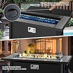 Walsunny 45 inch Outdoor Propane Fire Pit 50,000 BTU Gas Fire Pit Table with Lid, Glass Wind Guard, Waterproof Cover, Rectangle Gas Firepit Table for Garden/Patio, CSA Certification - Image 3