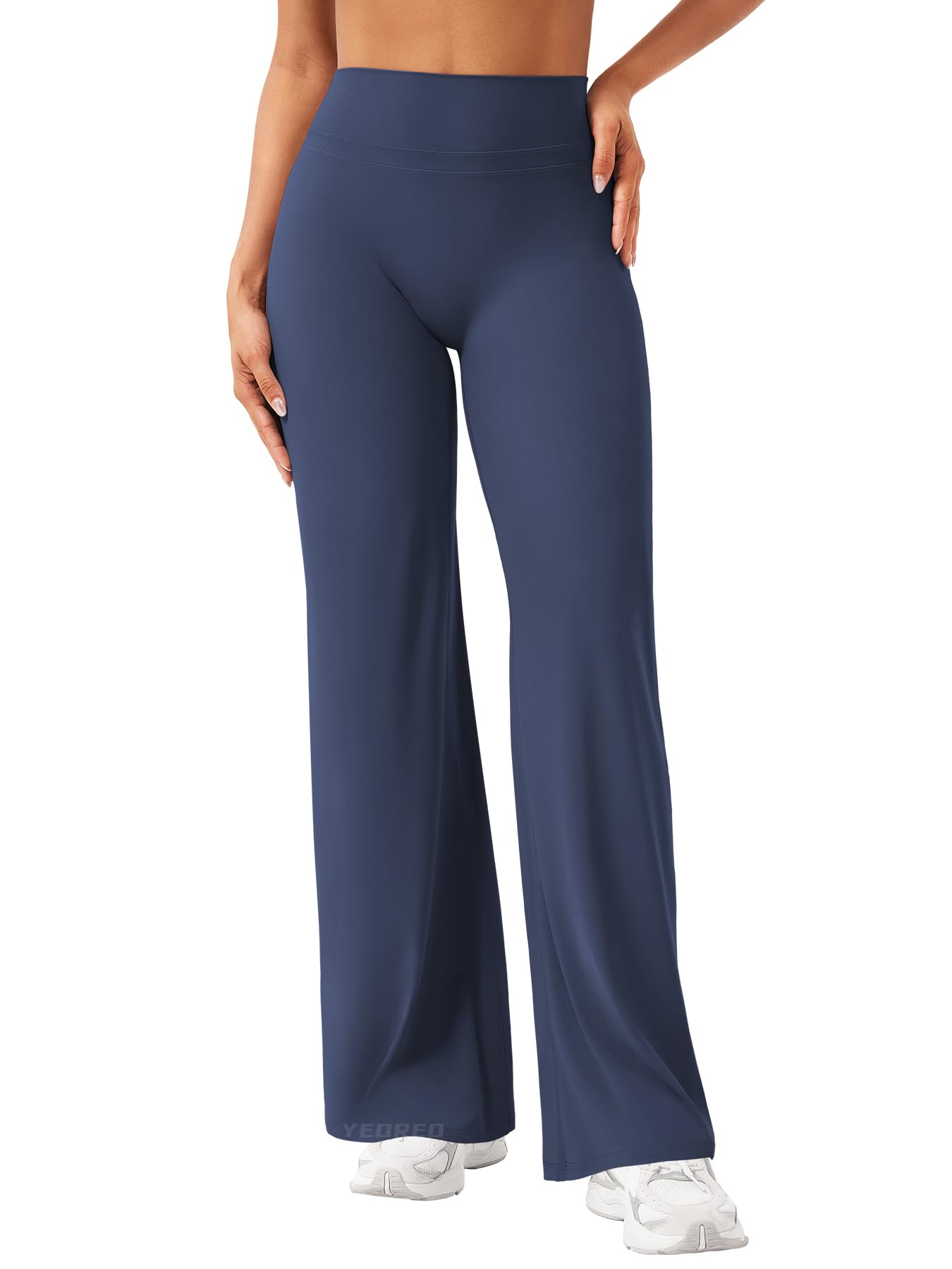 YEOREO Legging droit invisible pour femme, taille haute, sans couture avant, jambe large, opaque, élastique, évasé, doux, sans couture, pantalon de sport