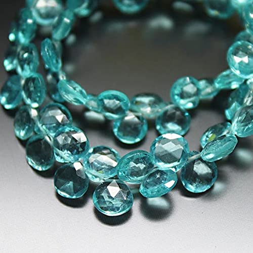 Apatite bleue en fil de gemmes briolettes cœur haut de gamme pour joaillerie