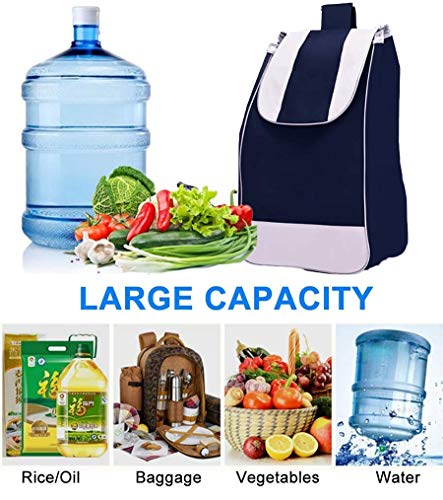 Einkaufstrolley, faltbarer Einkaufswagen mit 6 Rädern, abnehmbarer Rucksack, Tragfähigkeit 35 kg, 40 l, Blau – Bild 4