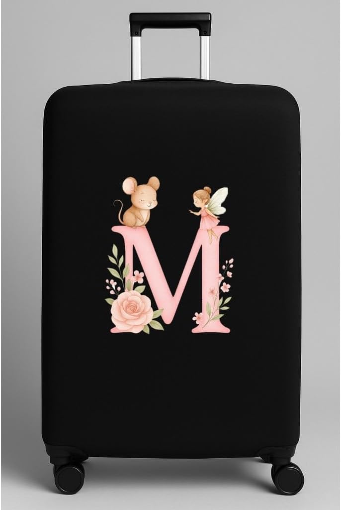 Capa Protetora de Mala para Viagem Personalizada Com A Inicial Nome Tecido Preto Premium Resistente(G,G - 16 a 23Kg)