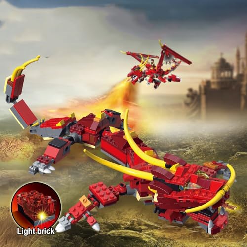 Image of Architect 3 in 1 Robots & Dragons Building Blocks Set 486+ Pcs Educational Construction Learning Brick Toy for Kids Multicolor