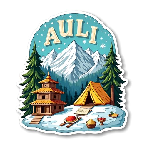 Image of Naxon Auli Hill Station Theme Souvenir Wooden Fridge Magnet for Refrigerator - Printed Fridge Magnet for Kitchen & Home Decor | Perfect Souvenir Gift | Size 3x3 in | Pack of 1