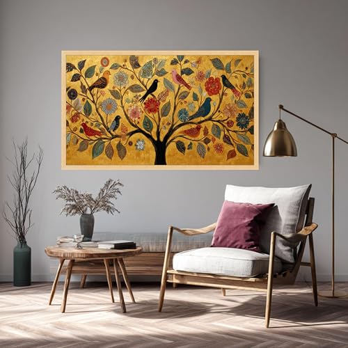 Toile Arbre de Vie symbolique et poétique aux reflets dorés - 2