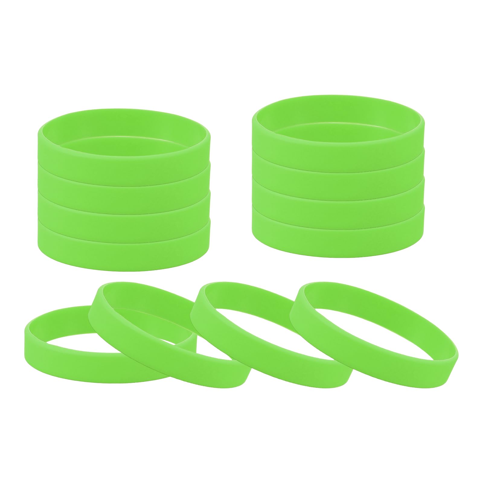sourcing map 12 Pcs Rubber Bracelets, Unisex Silicone Bracelet Colored Elastic Sports Wristbands for Adults Teen Sports Team Games Parties Fashion Decorations, Grass Green