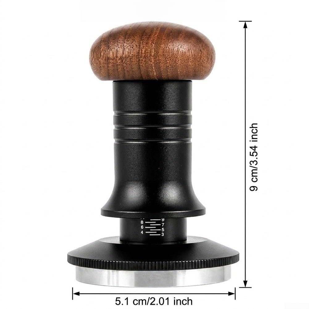 Tamper do kawy, 51 mm, stal nierdzewna, z drewnianym uchwytem, precyzyjne zagęszczenie narzędzi barista, czarny