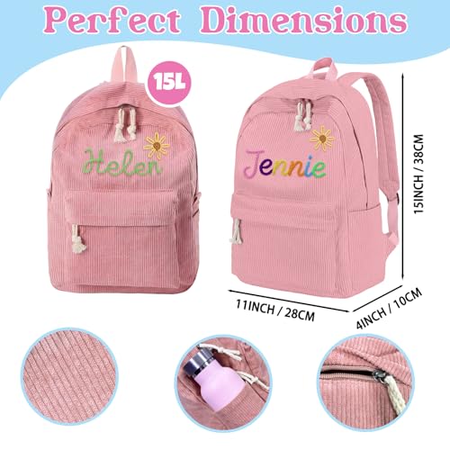 Personalized Backpacks for Girls Boys with Name Custom Back to School Corduroy Bookbag Customized Bag Gifts for Kids Children Students Birthday Christmas2