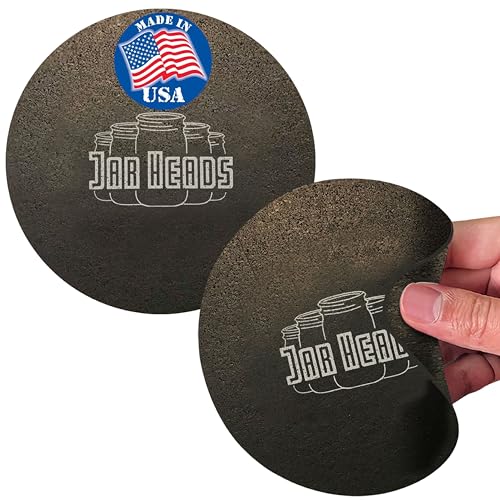JAR HEADS Rubber Jar Opener Gripper Pad 2 Pack - Thick 5 Inch Grippers for Opening Jars Made in the USA - Jar Opener for Weak Hands & Seniors with Arthritis