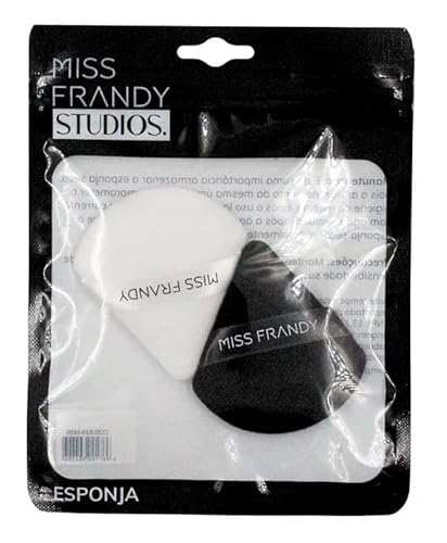 Kit Esponja Maquiagem Triangulo Veludo, Preto e Branco, Miss Frandy