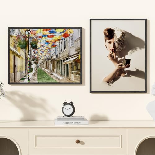 Image of 19x25 Picture Frame Oak Wood,19 inchx25 inchBlack Color Wooden Frames with Tempered Glass,25x19 inch Wall Gallery Poster Frame with No Mat,19 by 25 Frames Horizontal and Vertical for Wall Mounting