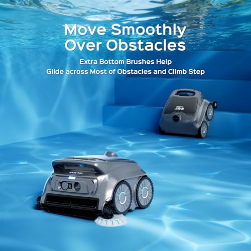 Image of WYBOT B1 Cordless Robotic Pool Vacuum, Quad-Roller Brushes for Edge Cleaning, Smart Pool Cleaner Robot for Inground & Above Ground Pools, High Obstacle Crossing, App Control, Silver Gray