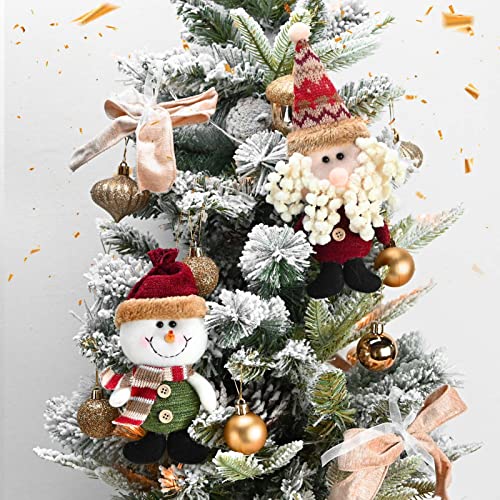 2 Packs Christmas Plush Doll Ornaments, Santa Claus & Snowman Hanging Decorations For Christmas Tree Xmas Indoor Home Party Festival Hanging Decor Gift Set #TOP3