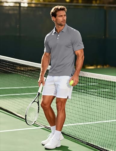 Image of MAGCOMSEN Men's Polo Shirts 3 Buttons Casual Work T Shirts Quick Dry Short Sleeve Golf Shirt Pique Jersey Outdoor Performance