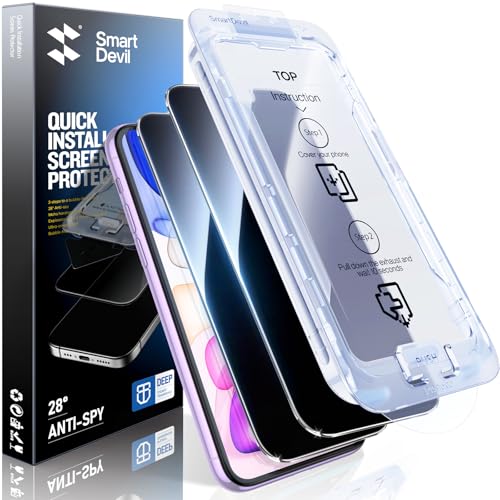 Image of SMARTDEVIL 2PACK Privacy Screen Protector for iPhone 11 /XR Shatterproof Tempered Glass [True 28Anti Spy] [9H Hardness] [Auto Dust-Elimination Install], [Bubble Free]