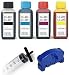 Produktbild Refill-Adapter wie Bro Luer mit 60 ml Gewindespritze + Chip-Resetter + 4 x 100 ml SENSIENT Premium Refill-Tinten zum Befüllen der Patronen LC-221, LC-223, LC-225, LC-227 und LC-229