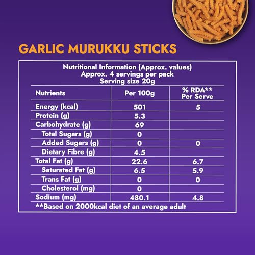 Image of SWEET KARAM COFFEE Garlic Murukku - 95G (Pack of 2)|No Palm Oil & Preservatives|Authentic South Indian Chakli|Crispy & Fresh Tea-Time Namkeen|Festive Snack|Homemade Recipe|Crunchy & Spicy Treat