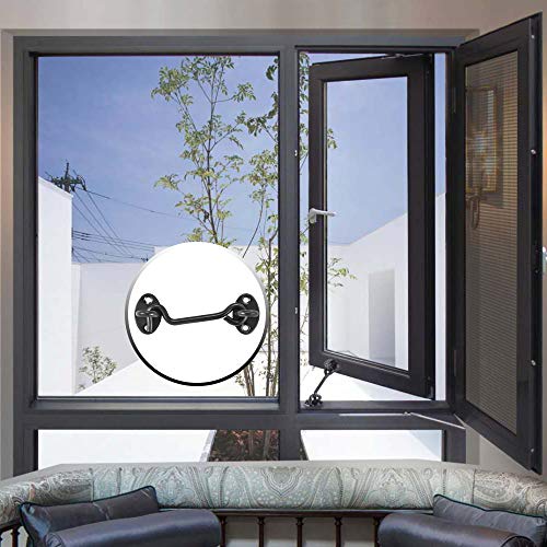 Deapher Cabin Hook And Eye Latch For Door, 2 Pack 4 Inches Barn Door Latch And Privacy Hooks, Cabin Door Gate Latche Best For Window, Bedroom, Sliding Door (Black) #TOP2