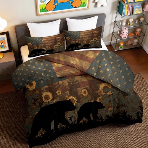Edredón doble de 200x200 cm lavable con fundas de almohada de algodón rústico 3