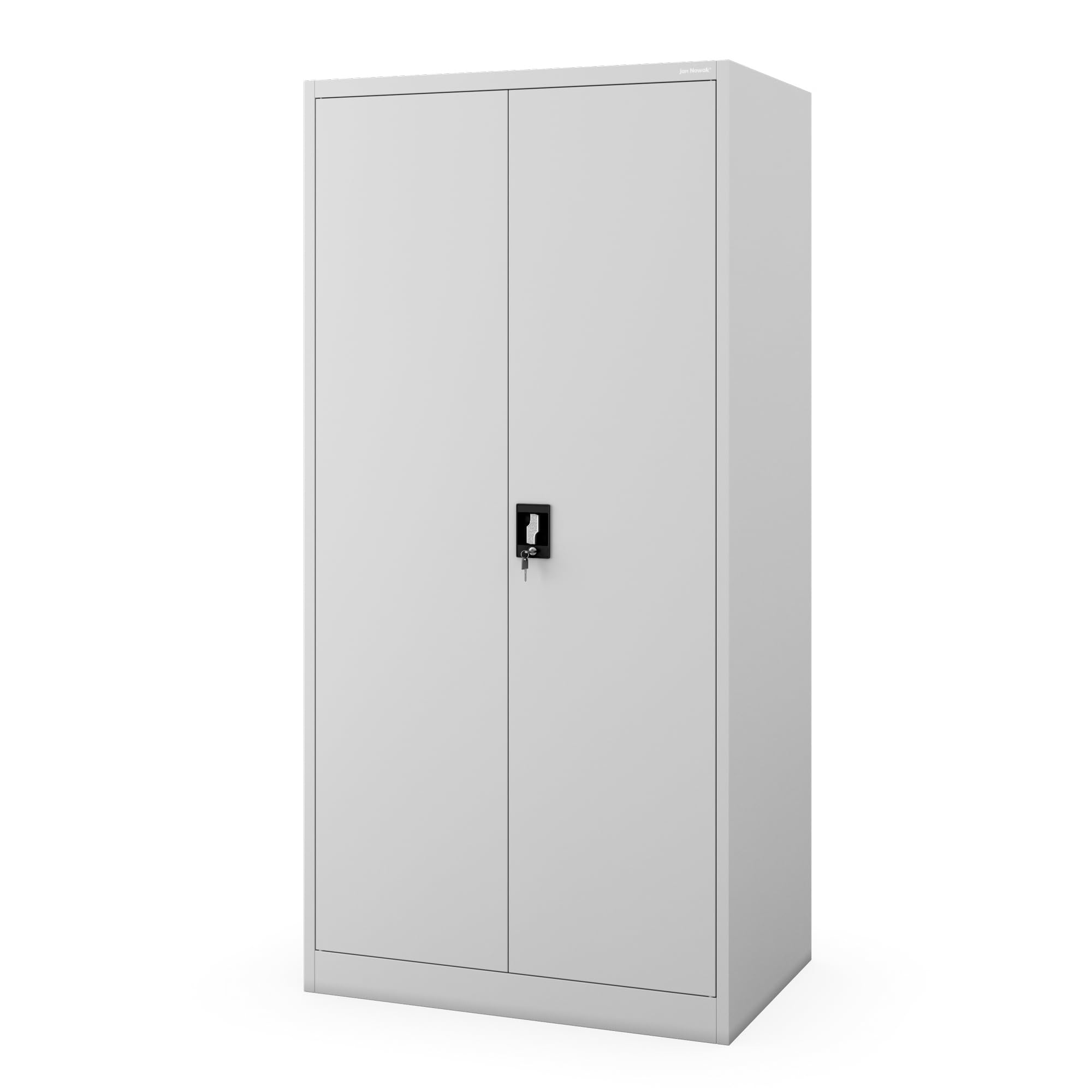 Jan Nowak Werkstattschrank Stahlschrank, abschließbar, 185 x 60 x 90 cm | Mehrzweckschrank mit Kleiderstange, 3 Fachböden je 50 kg, getrennte Stauraumzonen, Wandmontage möglich