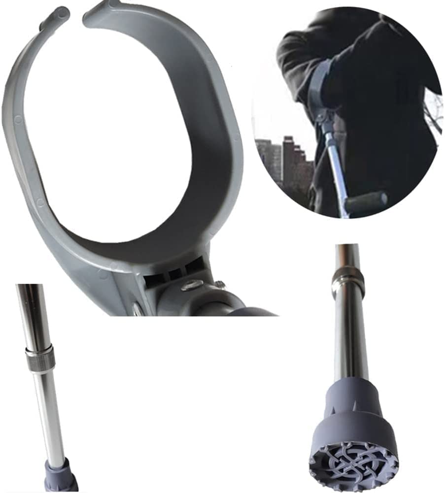 PAASHE Muletas portátiles, Bastones de antebrazo de 2 Piezas con puños de Cierre Giratorio, Bastones para Caminar, bastón Ajustable de Aluminio para Caminar