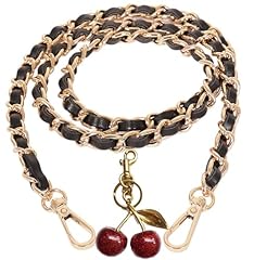 A Gold Chain Black Leather 47.2" Cherry